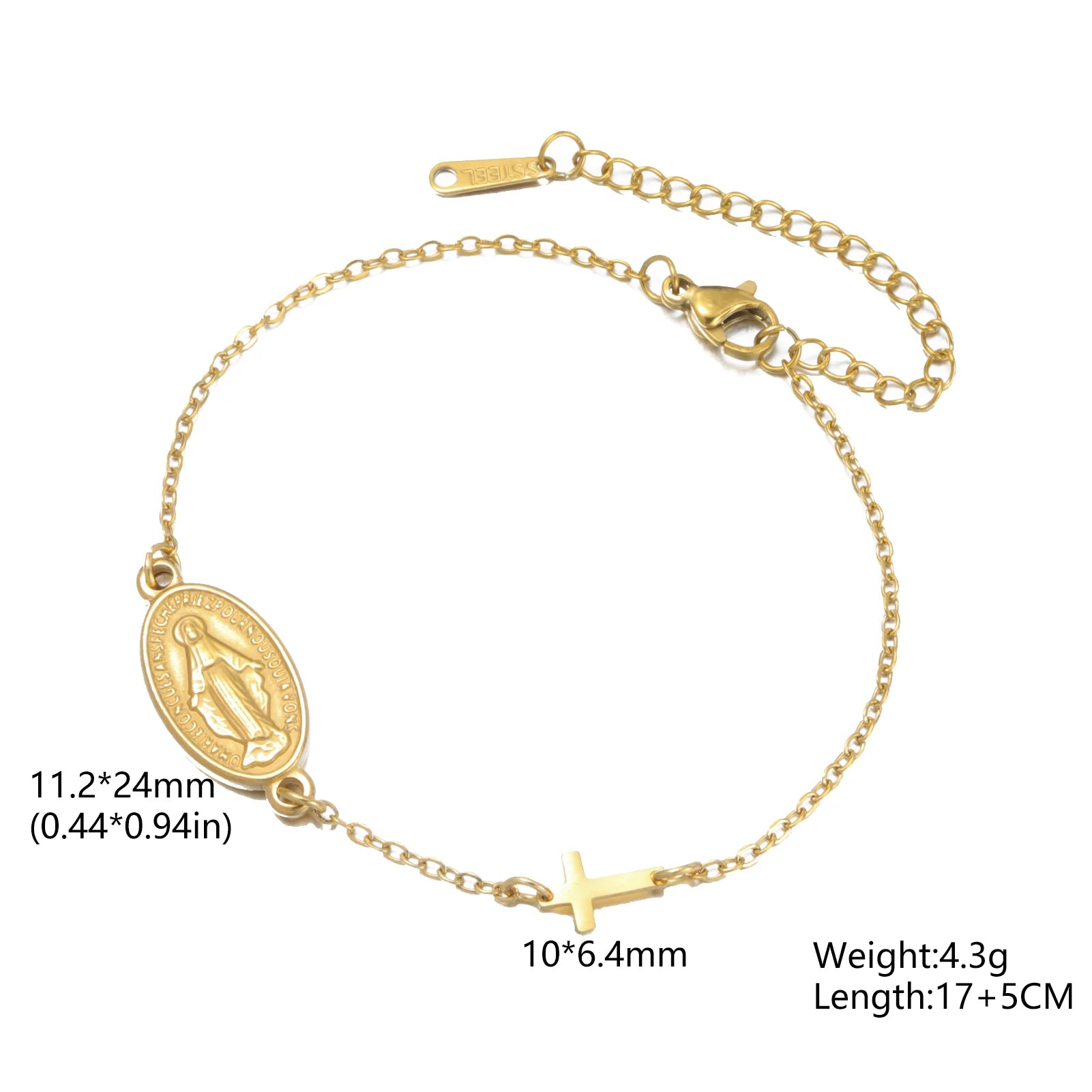 Lucktune Virgin Mary With Cross Pendant Bracelets Stainless Steel Bracelets For Women Religious Amulet girls catholic jewelry