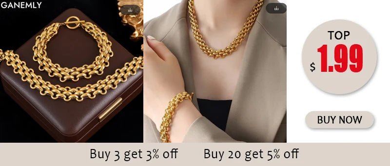 GANEMLY 316L Stainless Steel Snakehead Shining Zircon Necklace Trendy Neck Chain Choker Collar Waterproof Jewelry For Women