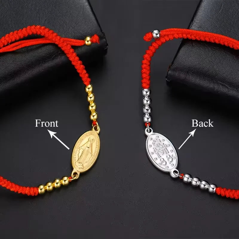 Lucktune Virgin Mary With Cross Pendant Bracelets Stainless Steel Bracelets For Women Religious Amulet girls catholic jewelry